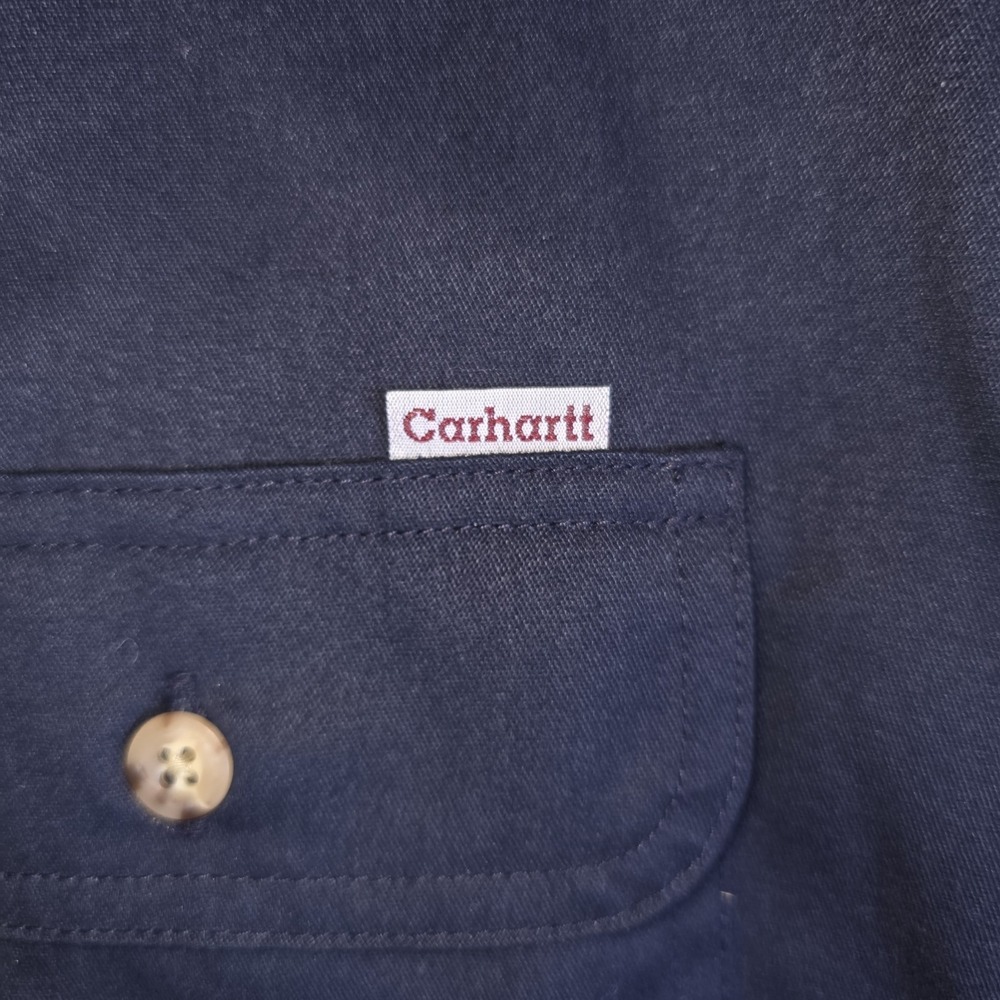 Carhartt Work Shirt Men's L Tall Navy Blue Button-Up Long Sleeve 2 Pocket S78 - Picture 8 of 8